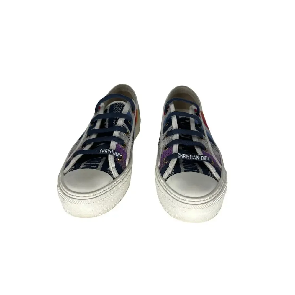 Christian Dior Walk'n'Dior Multicolor Striped Canvas Low Top Sneakers Women 37.5